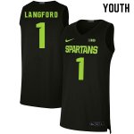 Youth Joshua Langford Michigan State Spartans #1 Nike NCAA Black Authentic College Stitched Basketball Jersey DH50F06UM